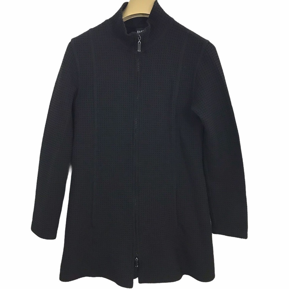 Eileen Fisher Top Waffle Quilted Long Sleeve Tunic Full Zipper